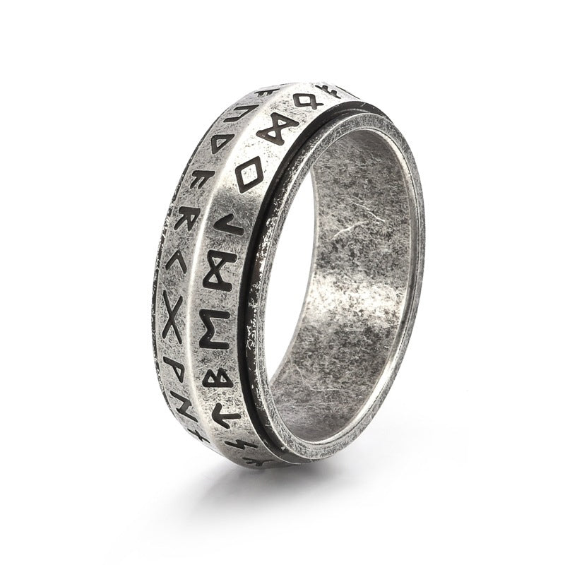 ⏰Titanium Steel Viking Rune Rotating Ring