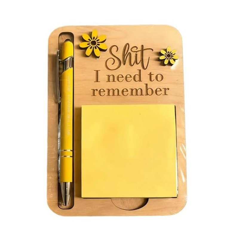 Funny Wooden Sticky Note Holder with Pen