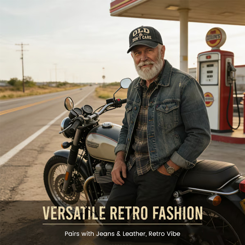 Retro baseball cap ‘Old & Don't Care’ – Embroidered distressed vintage cap 🧢✨