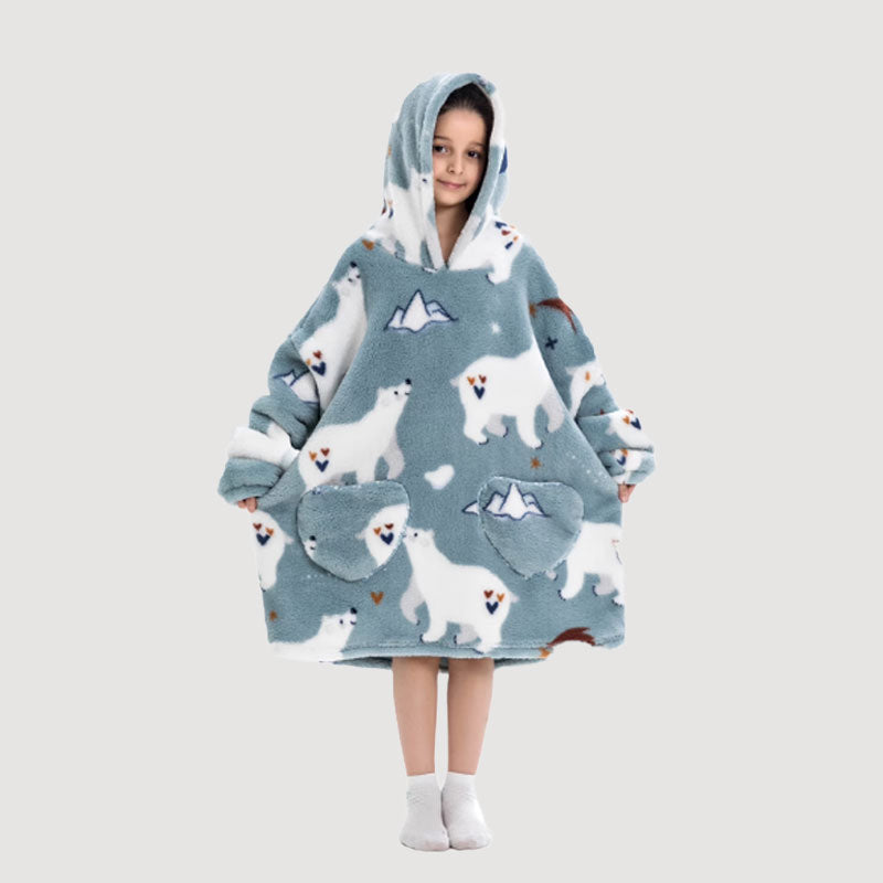 🧸 Thickened bathrobe with hood and blanke