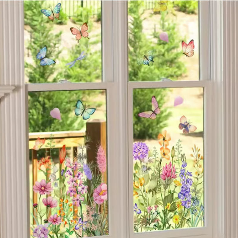 💐Colourful Flower Bouquet Window Sticker🖼️(Cut to Desired Size)