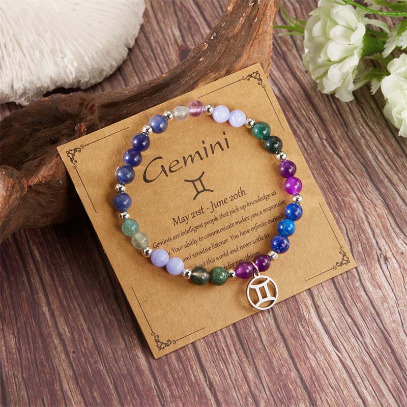 Twelve zodiac sign stone bracelet