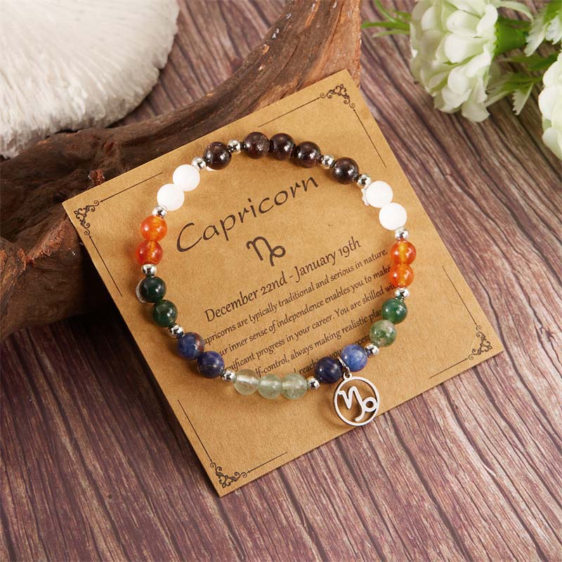 Twelve zodiac sign stone bracelet
