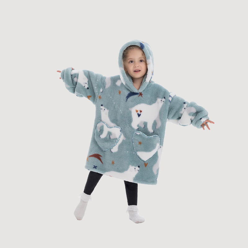 🧸 Thickened bathrobe with hood and blanke