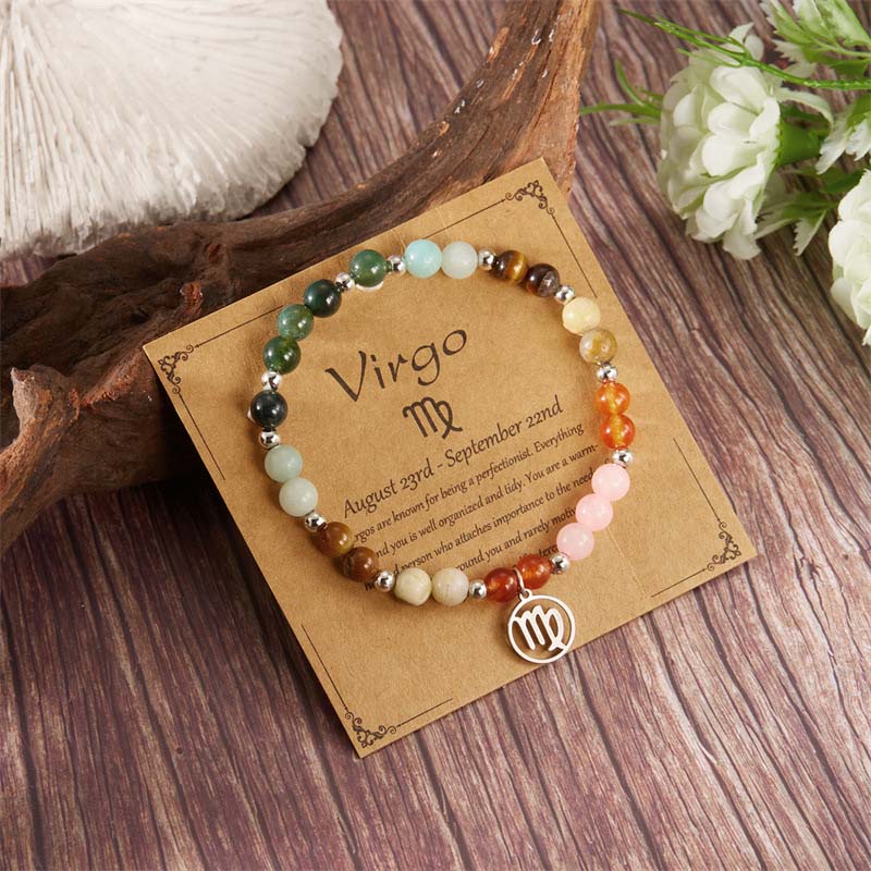 Twelve zodiac sign stone bracelet