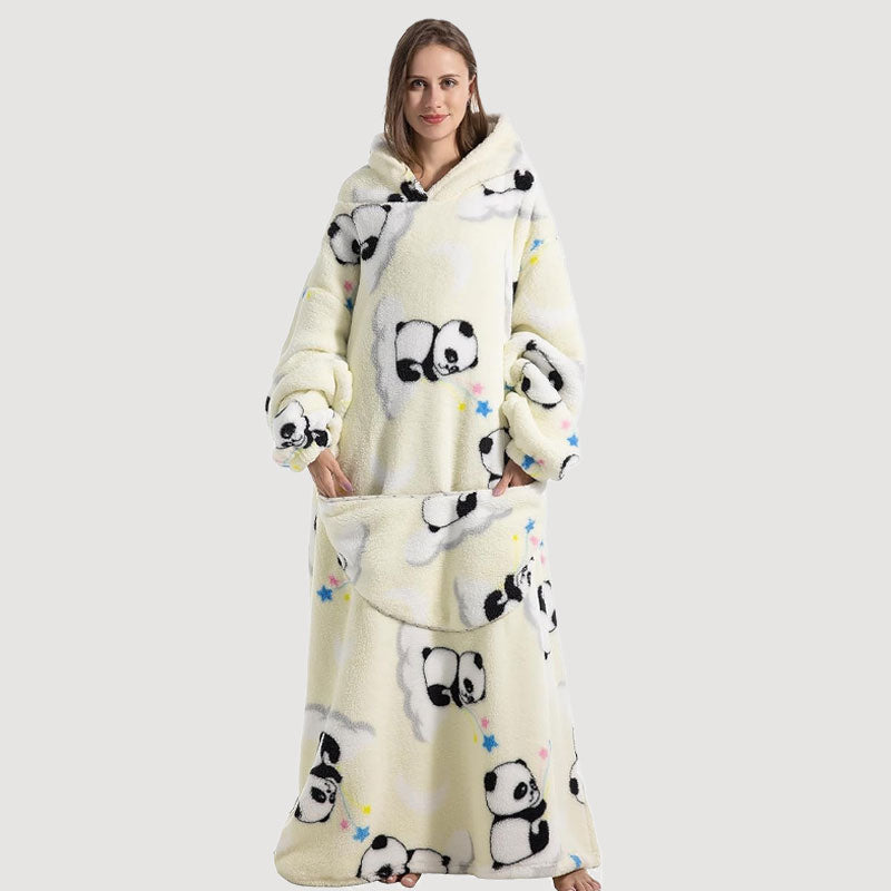 🧸 Thickened bathrobe with hood and blanke