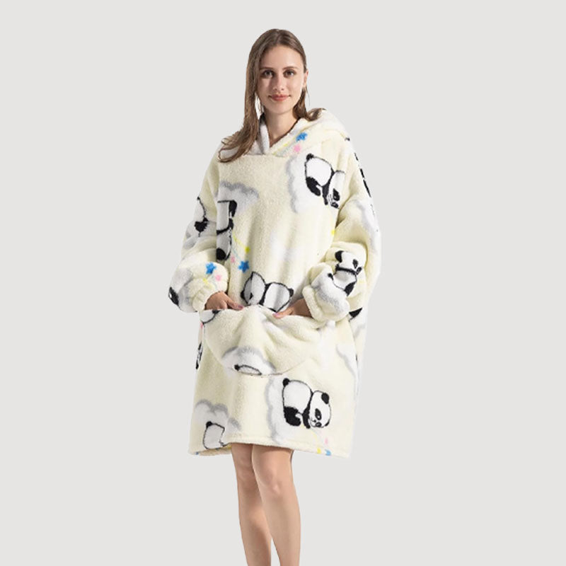 🧸 Thickened bathrobe with hood and blanke