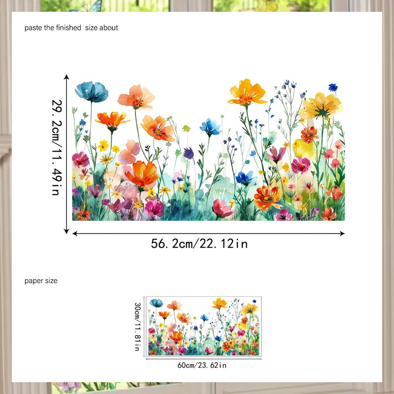 💐Colourful Flower Bouquet Window Sticker🖼️(Cut to Desired Size)