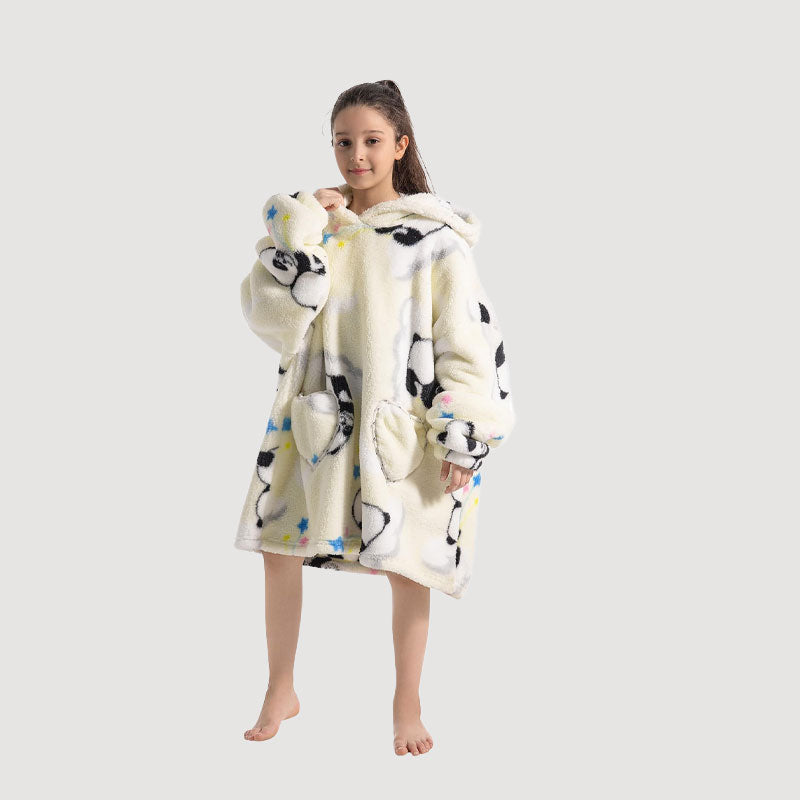 🧸 Thickened bathrobe with hood and blanke