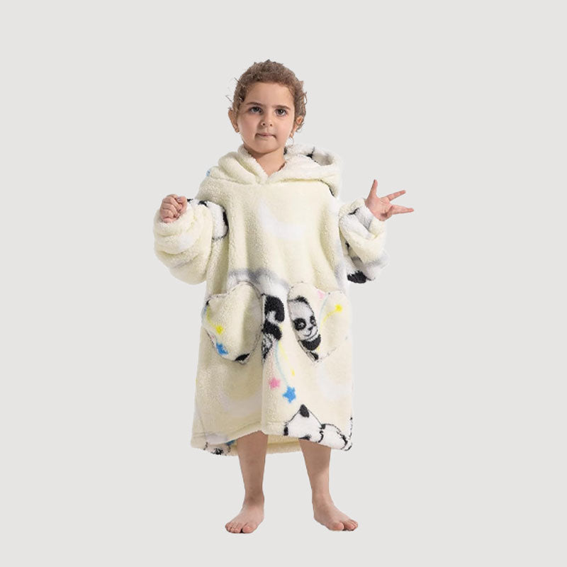 🧸 Thickened bathrobe with hood and blanke