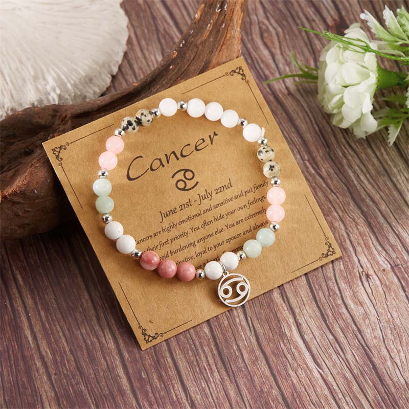 Twelve zodiac sign stone bracelet
