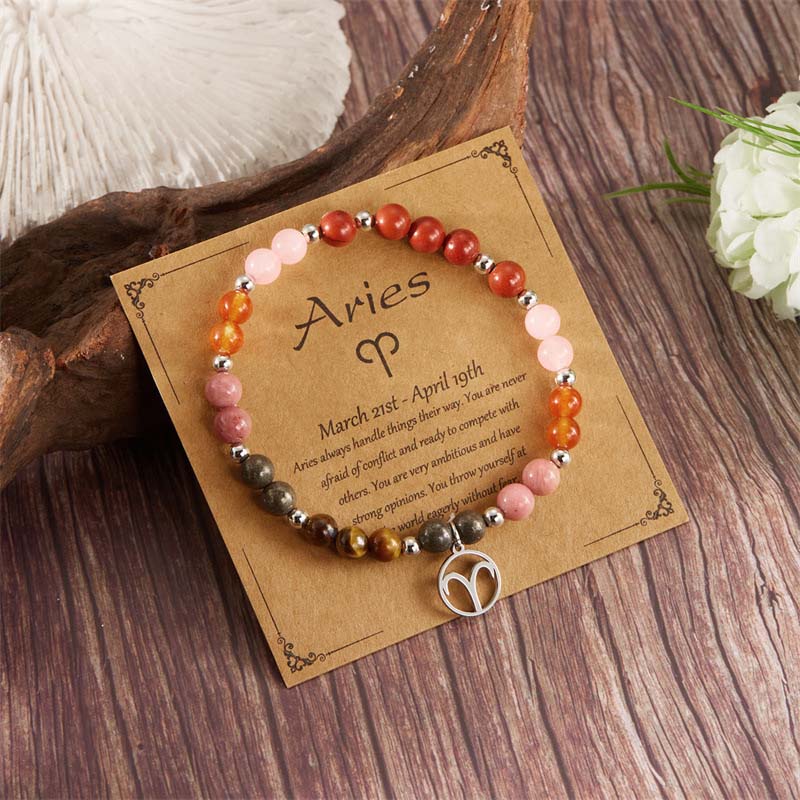 Twelve zodiac sign stone bracelet