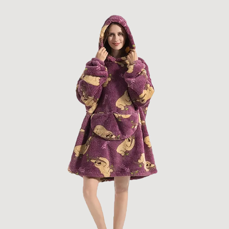 🧸 Thickened bathrobe with hood and blanke