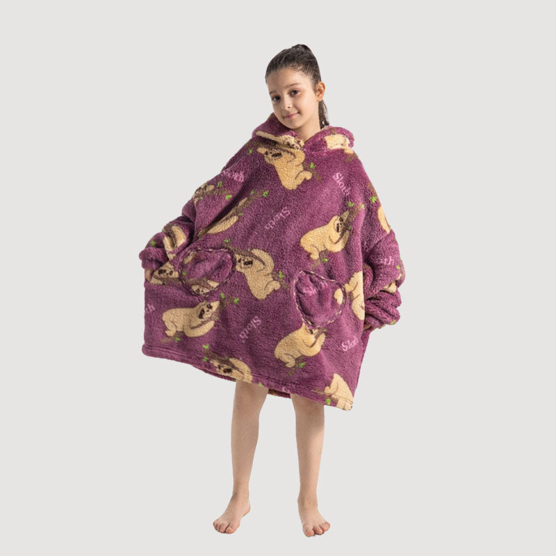 🧸 Thickened bathrobe with hood and blanke