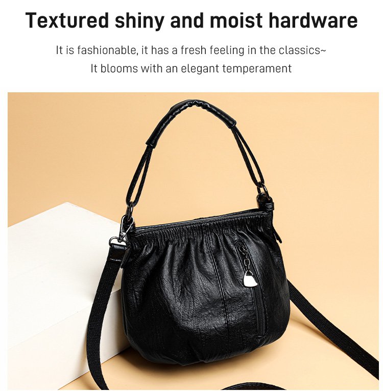 Wrinkled Design Soft Leather Bag 👜✨