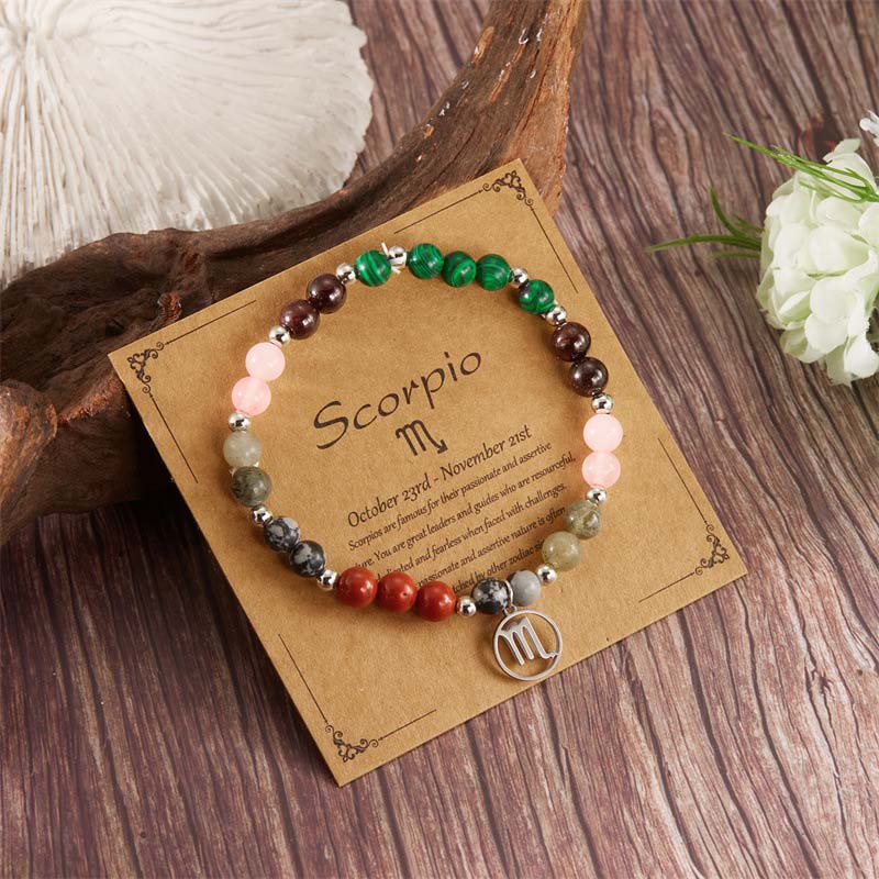 Twelve zodiac sign stone bracelet