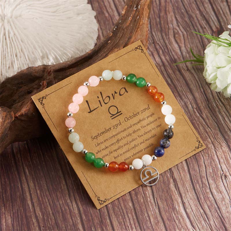 Twelve zodiac sign stone bracelet