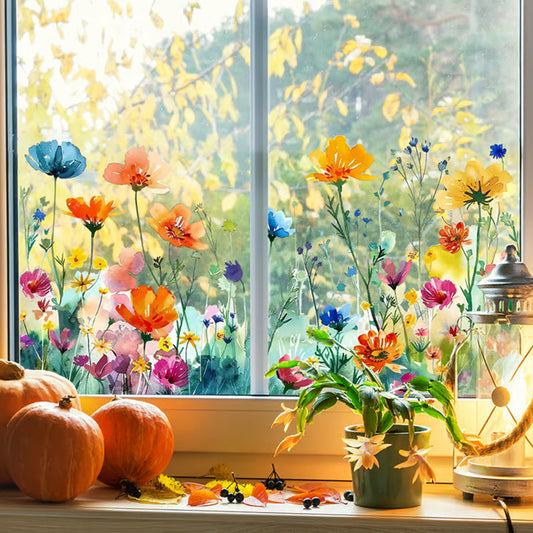 💐Colourful Flower Bouquet Window Sticker🖼️(Cut to Desired Size)