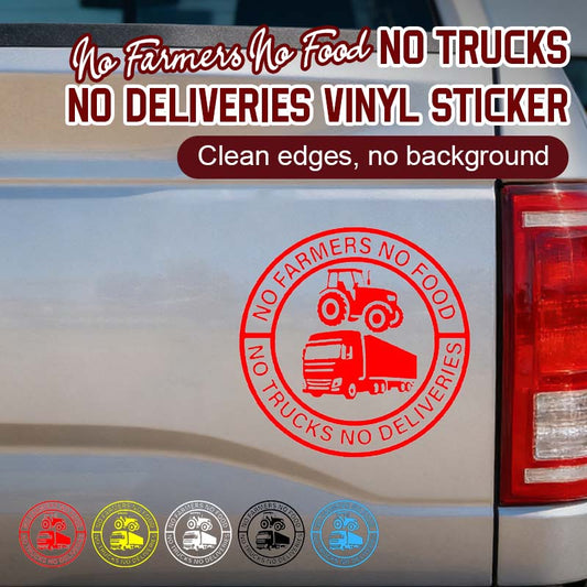 🔥No farmers, no food, no lorries, no deliveries, vinyl sticker – 140 mm deca