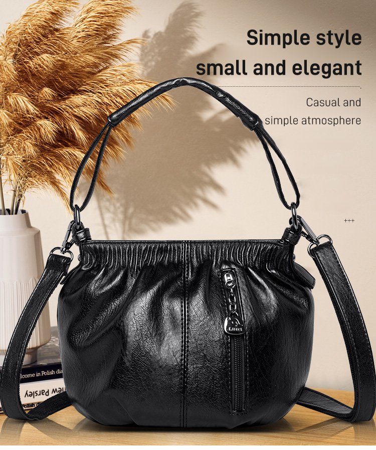 Wrinkled Design Soft Leather Bag 👜✨