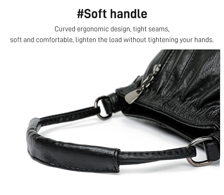 Wrinkled Design Soft Leather Bag 👜✨