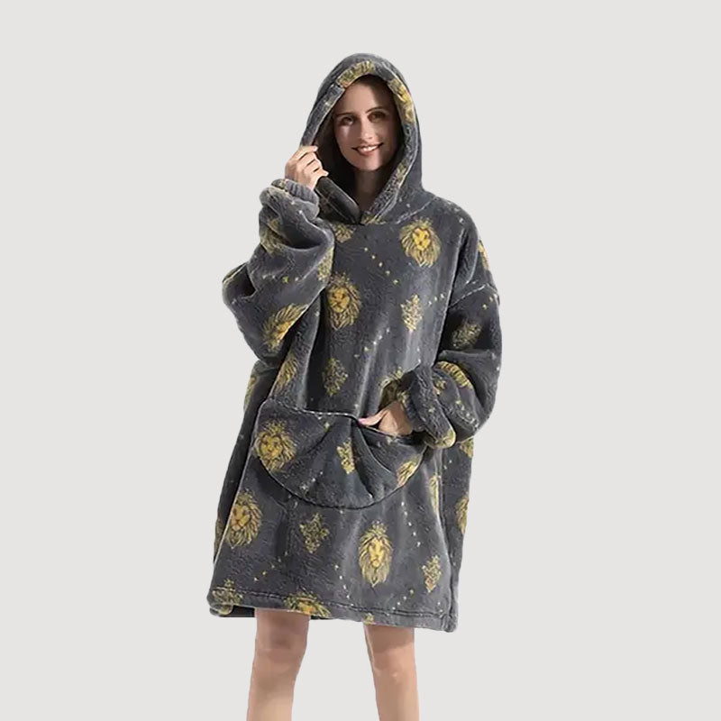 🧸 Thickened bathrobe with hood and blanke