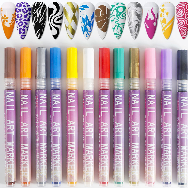 Professional nail art pen set with 12 colour