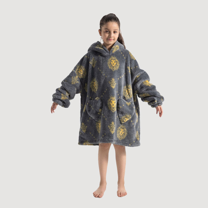 🧸 Thickened bathrobe with hood and blanke