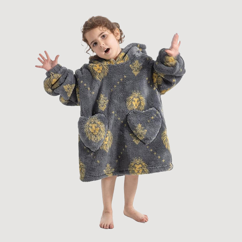 🧸 Thickened bathrobe with hood and blanke