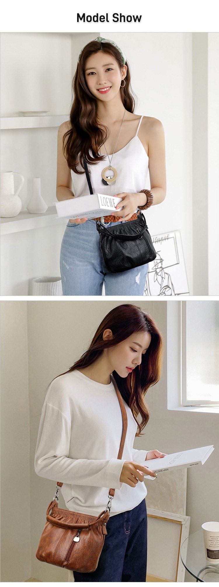 Wrinkled Design Soft Leather Bag 👜✨