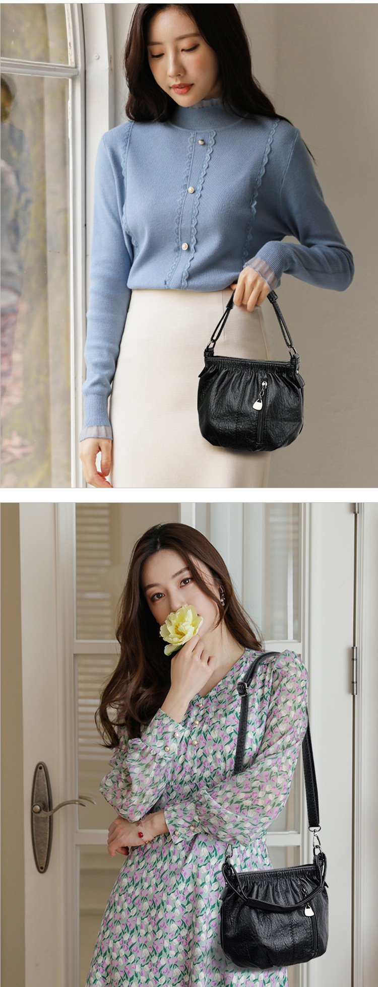 Wrinkled Design Soft Leather Bag 👜✨