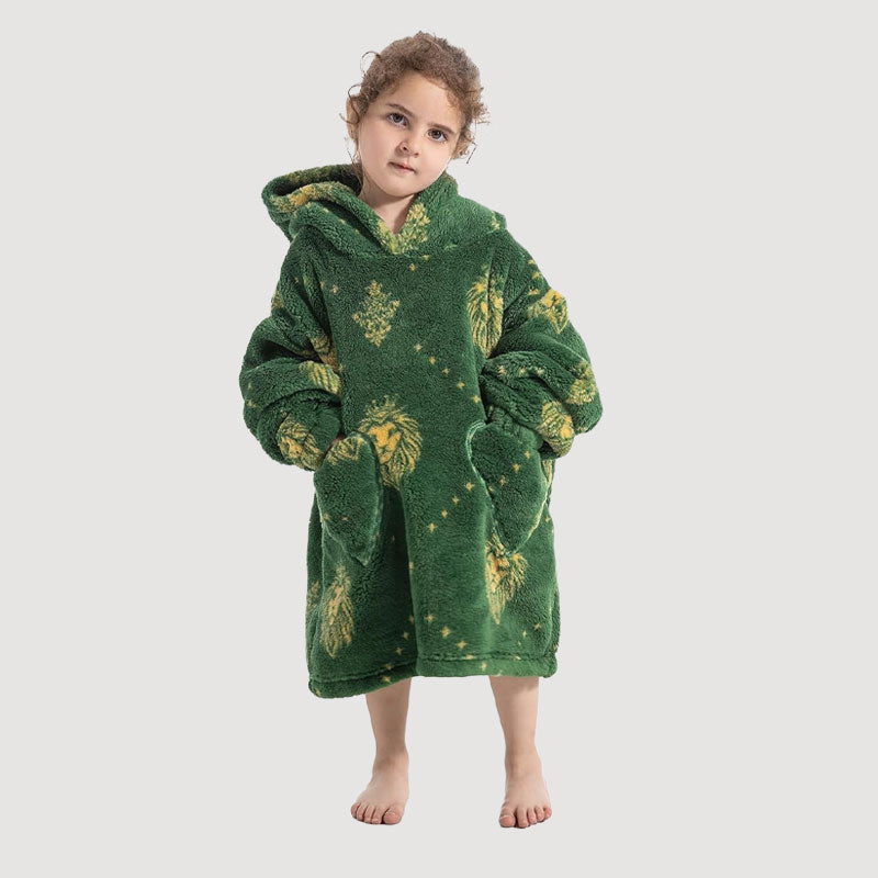 🧸 Thickened bathrobe with hood and blanke