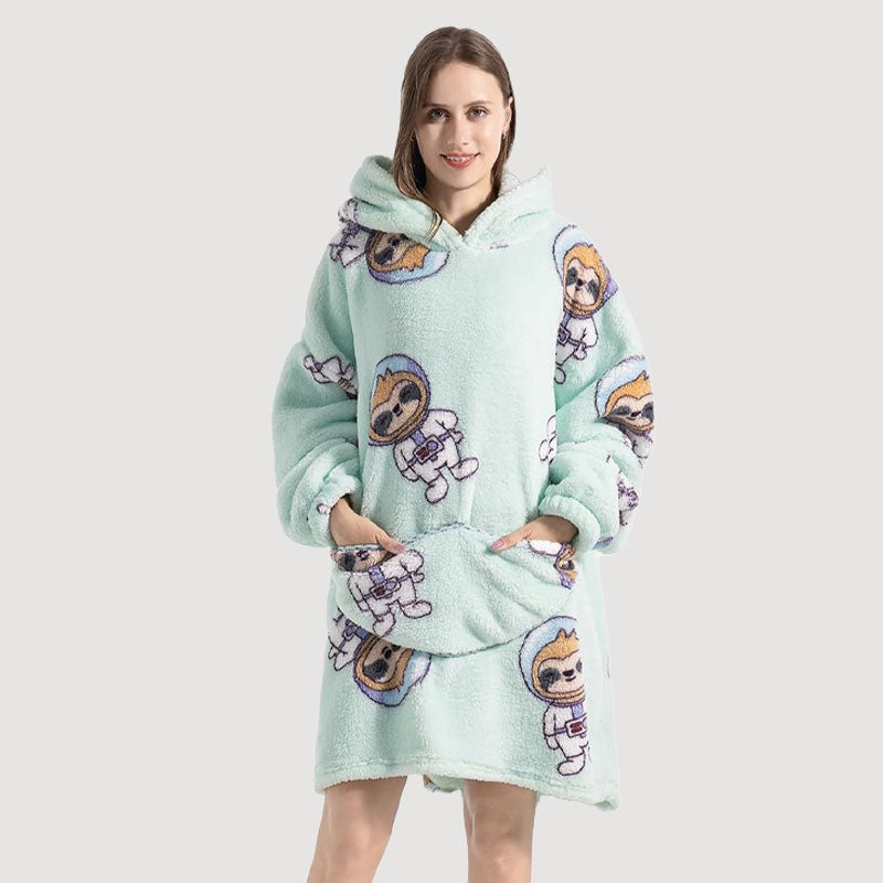 🧸 Thickened bathrobe with hood and blanke