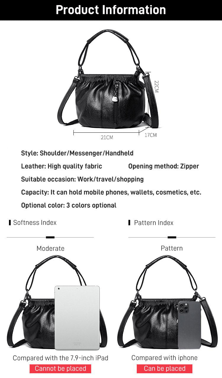 Wrinkled Design Soft Leather Bag 👜✨