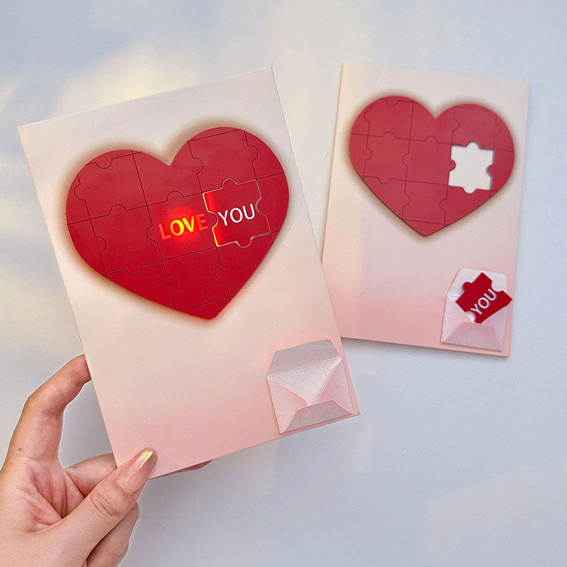 💖 Heart Puzzle Light & Voice Greeting Card 💖