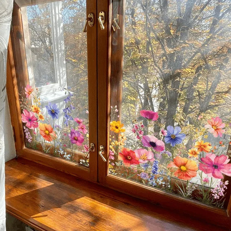 💐Colourful Flower Bouquet Window Sticker🖼️(Cut to Desired Size)