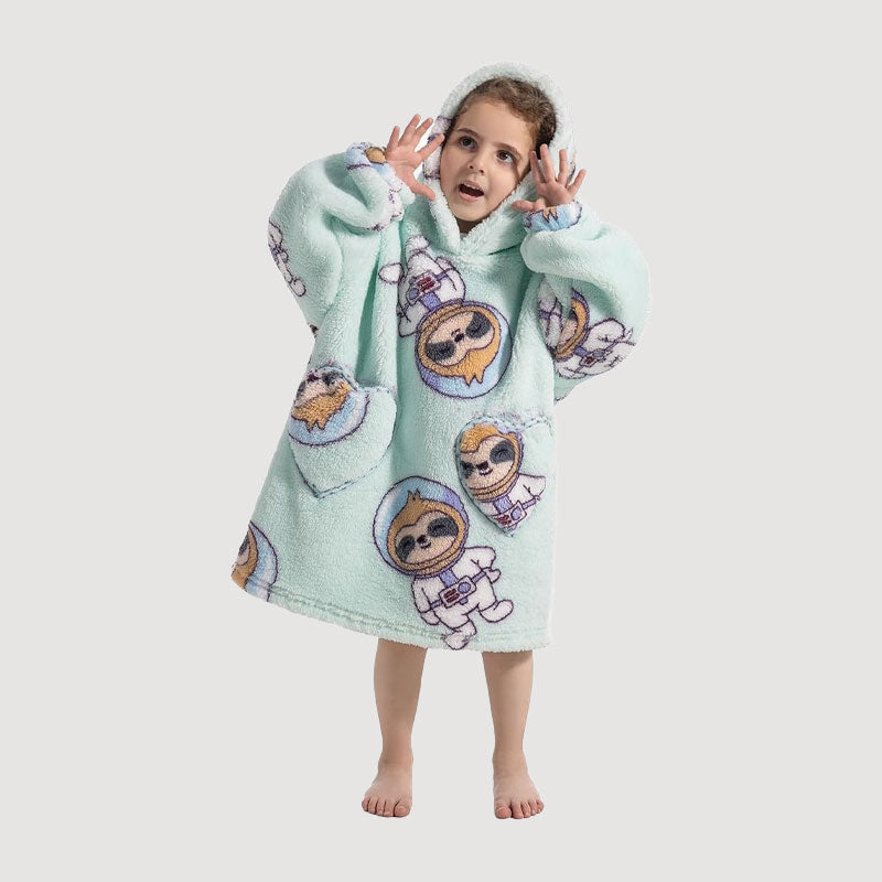 🧸 Thickened bathrobe with hood and blanke