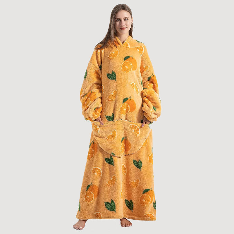 🧸 Thickened bathrobe with hood and blanke
