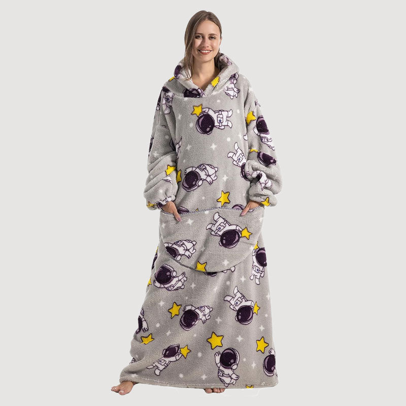 🧸 Thickened bathrobe with hood and blanke