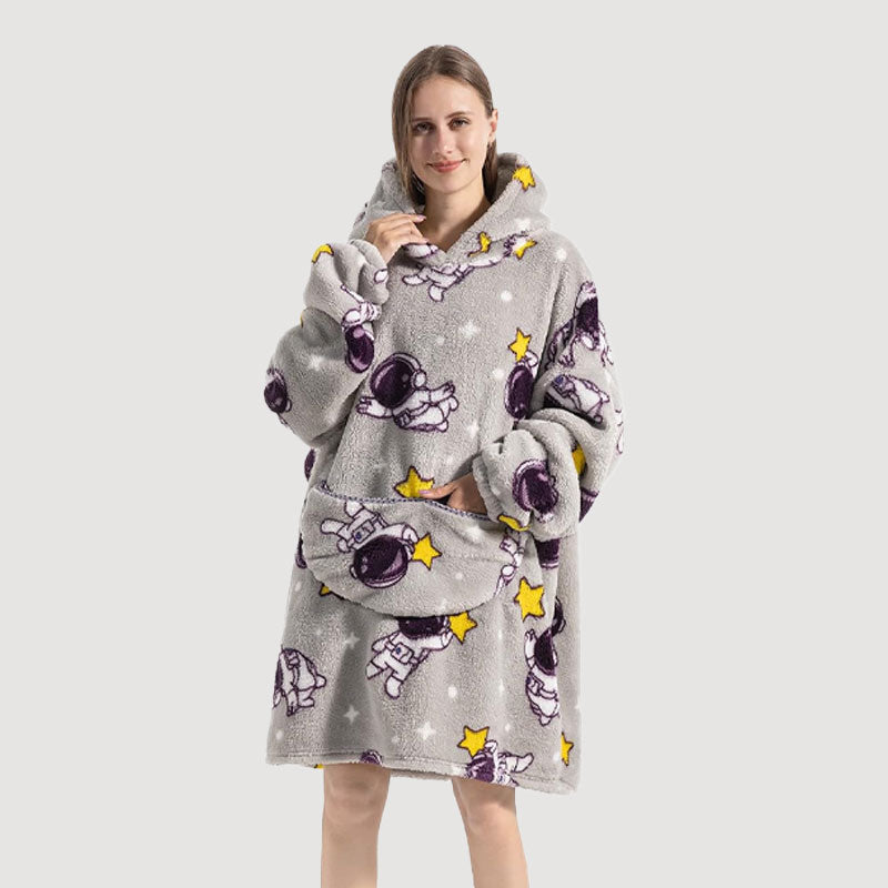 🧸 Thickened bathrobe with hood and blanke