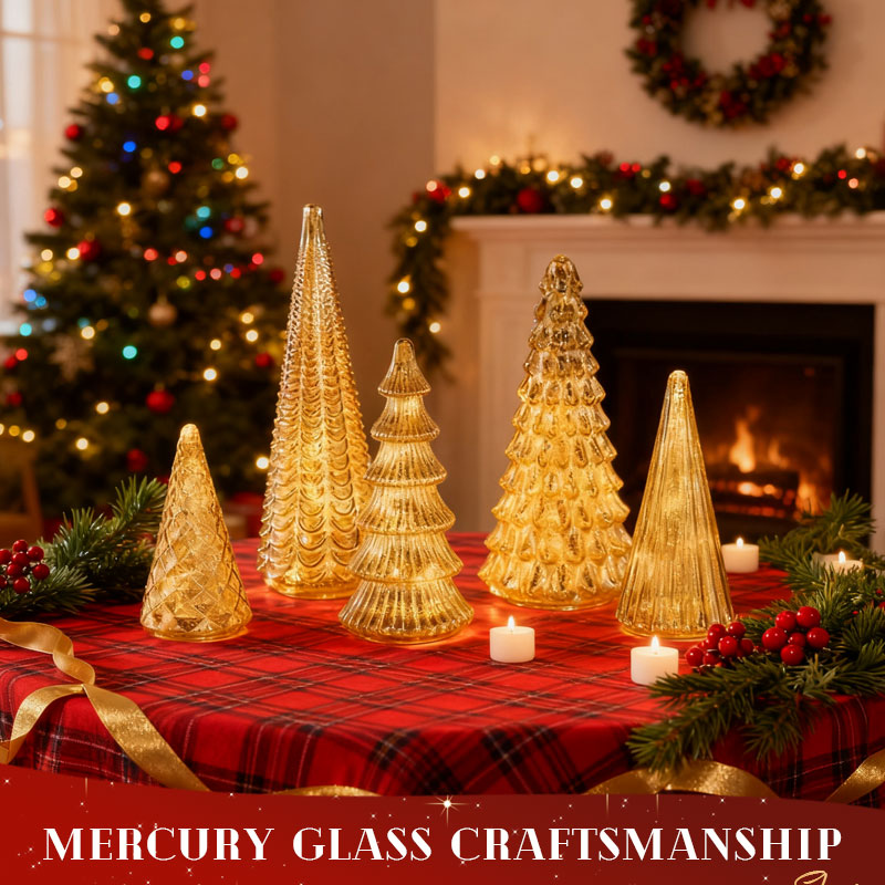 ✨ Shimmering Christmas – Mercury Glass Lighted Tree Set ✨