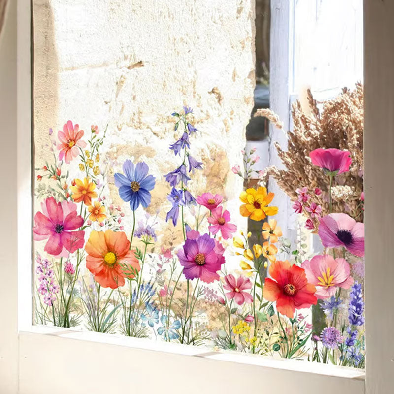 💐Colourful Flower Bouquet Window Sticker🖼️(Cut to Desired Size)