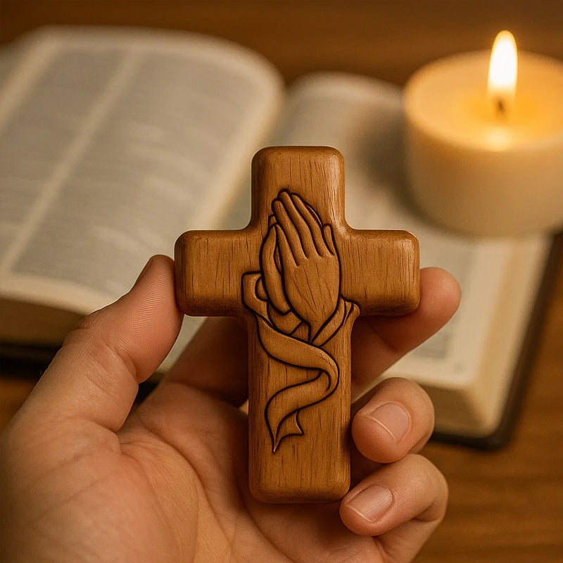 💕✝️Wooden Prayer Cross Pocket Card💯🪵Hand-carved 3D Gift for Your Loved Ones!