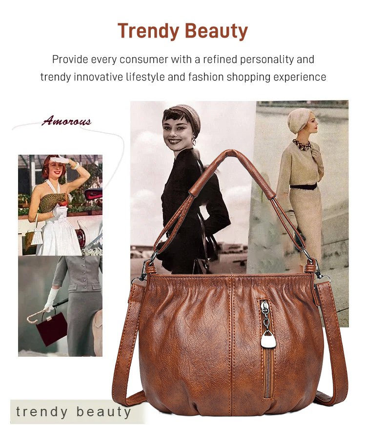 Wrinkled Design Soft Leather Bag 👜✨