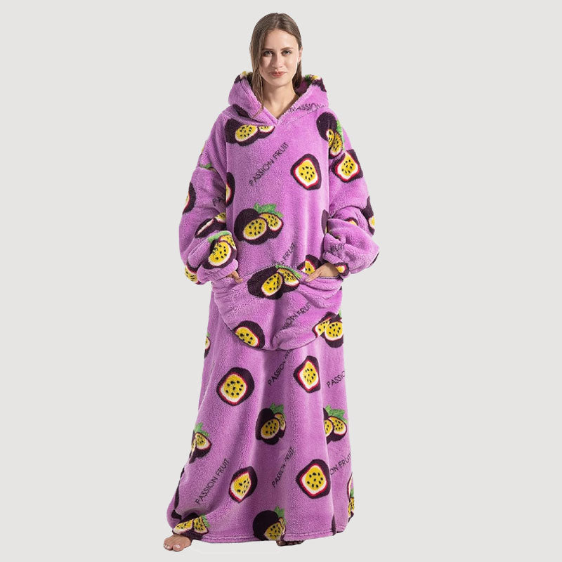 🧸 Thickened bathrobe with hood and blanke