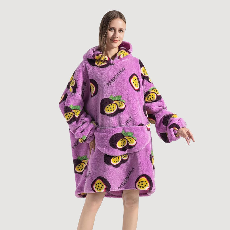 🧸 Thickened bathrobe with hood and blanke