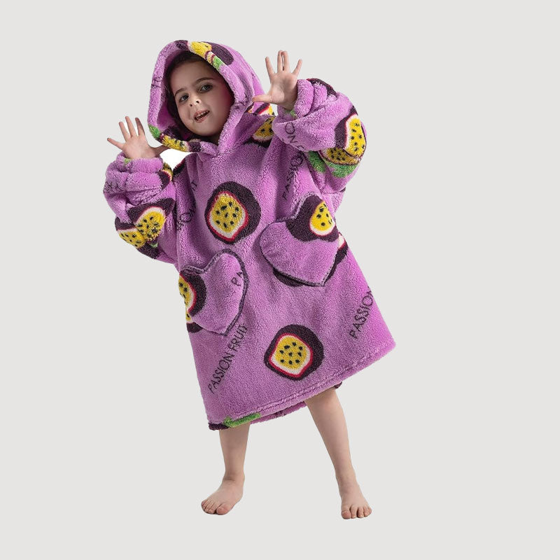 🧸 Thickened bathrobe with hood and blanke