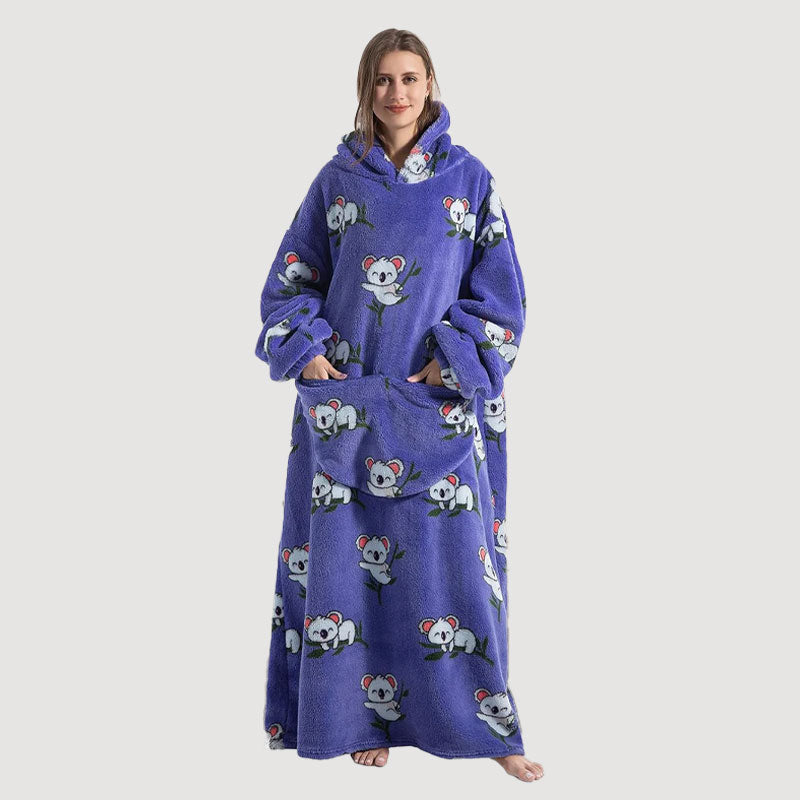 🧸 Thickened bathrobe with hood and blanke