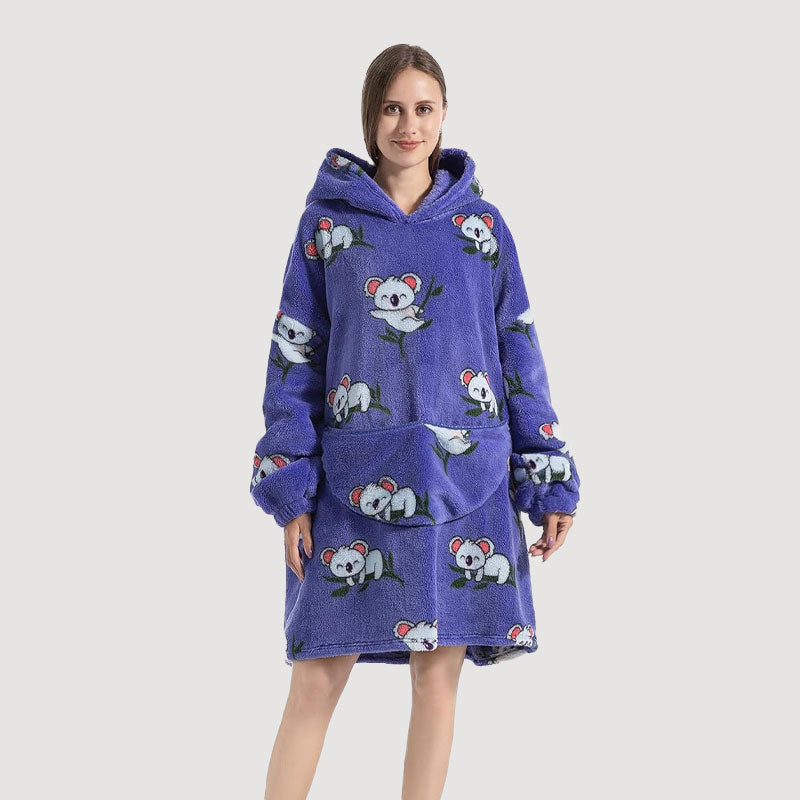 🧸 Thickened bathrobe with hood and blanke