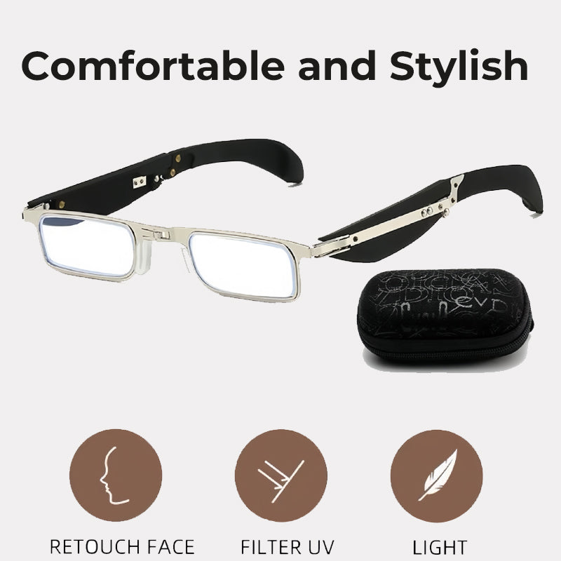 Premium Foldable Metal Reading Glasses with Zipper Case